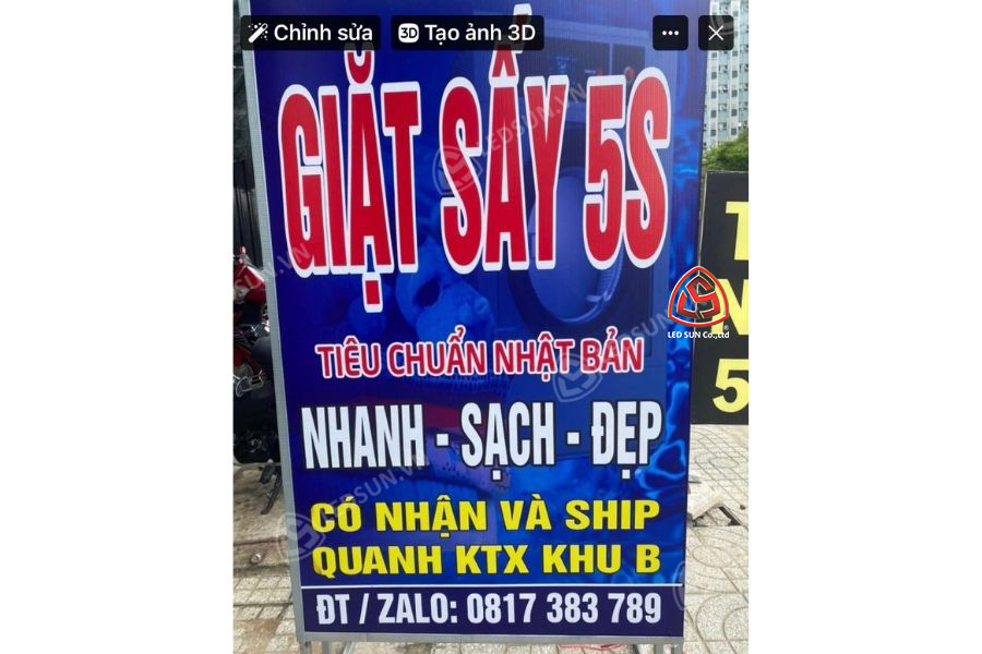 bảng hiệu giặt sấy đứng