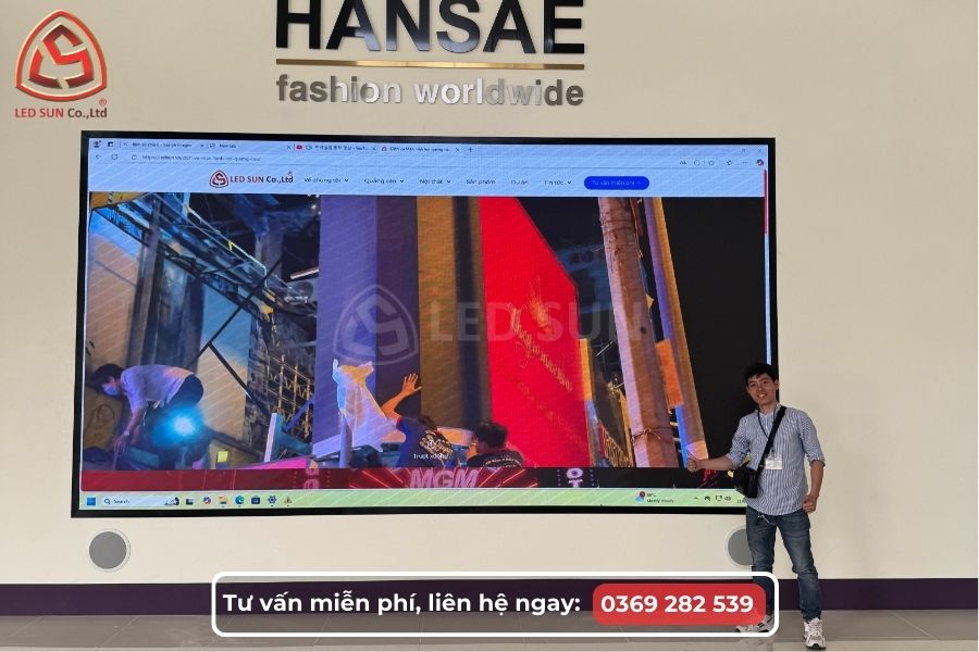 màn hình led quảng cáo và truyền thông trong nhà cho thương hiệu Hansae